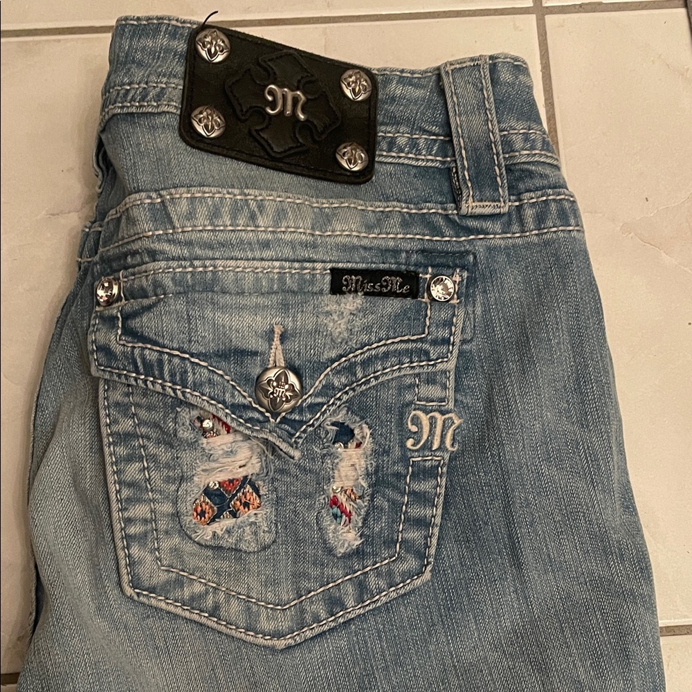 Miss Me Distressed Light Blue Relaxed Jeans - Picture 5 of 5